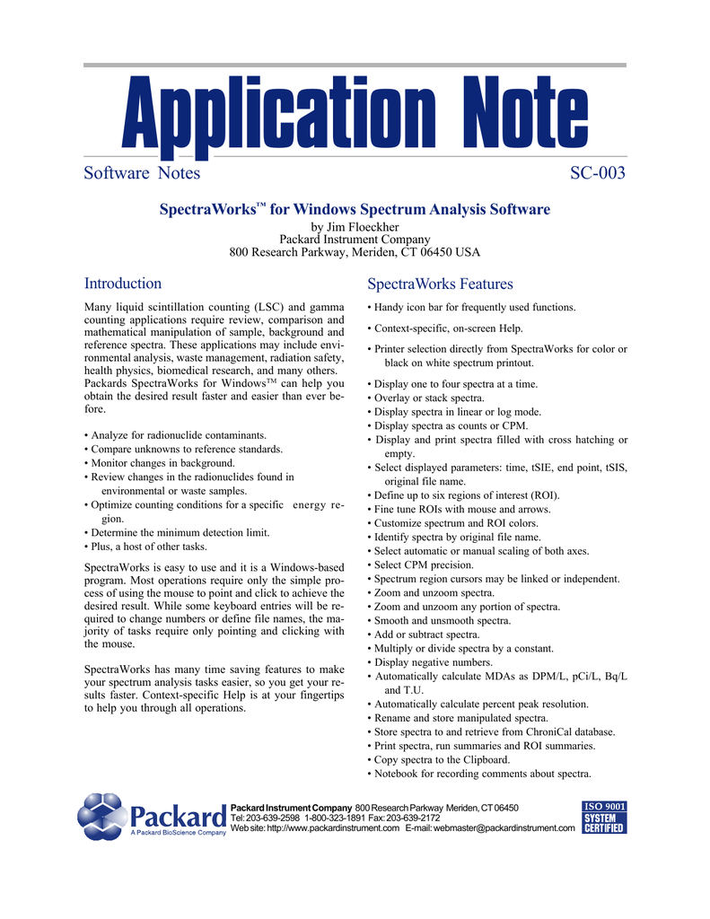 Spectraworks Application Note Manualzzcom - 