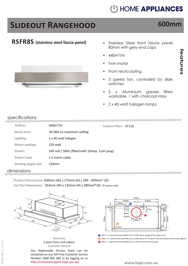 euromaid rsfr8s 60cm slideout rangehood
