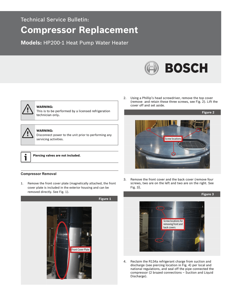 Compressor Replacement Technical Service Bulletin Models Hp200 1