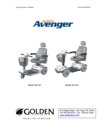 Golden Technologies Avenger 3 and 4 Wheeled Owner's Manual | Manualzz