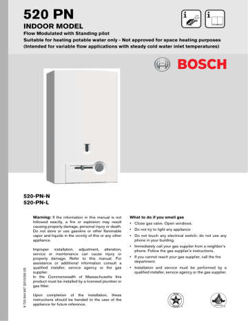 Bosch Tankless Water Heater - Therm 520 HN PDF Install Manual | Manualzz