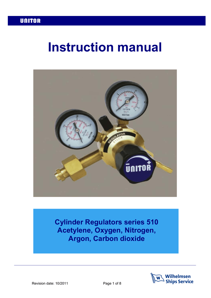Instruction manual Cylinder Regulators series 510 Acetylene, Oxygen