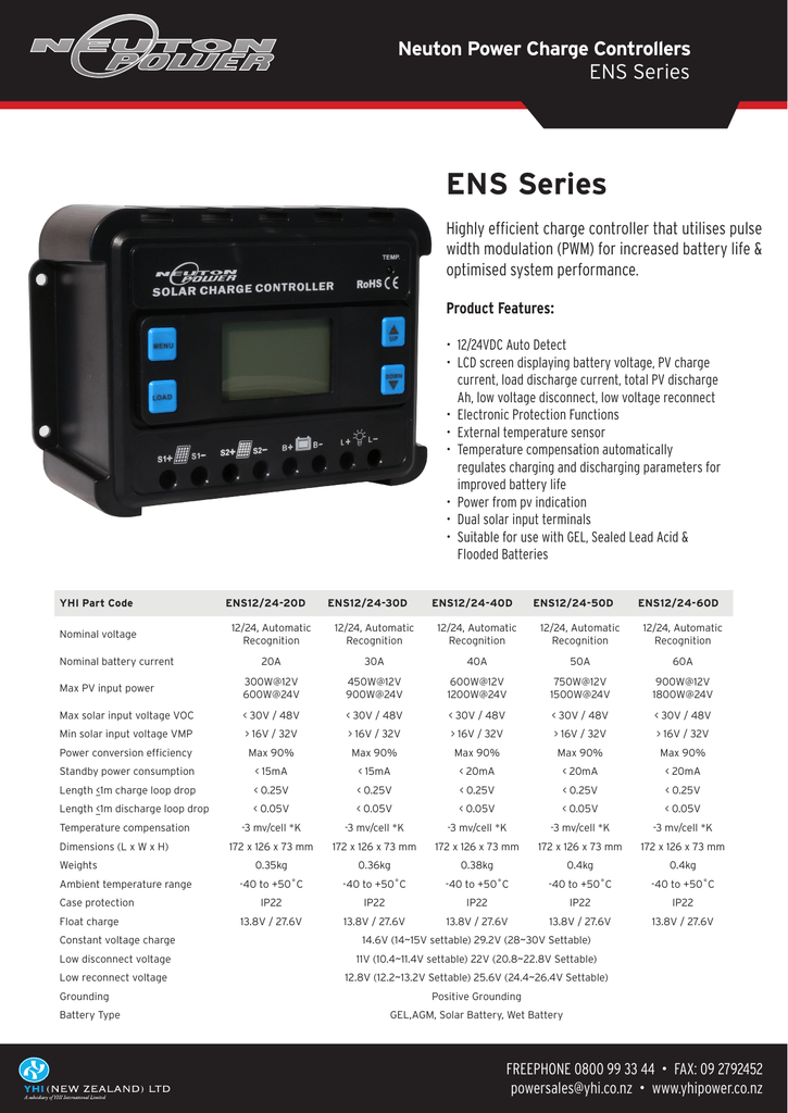 Ens Series Neuton Power Charge Controllers Manualzz