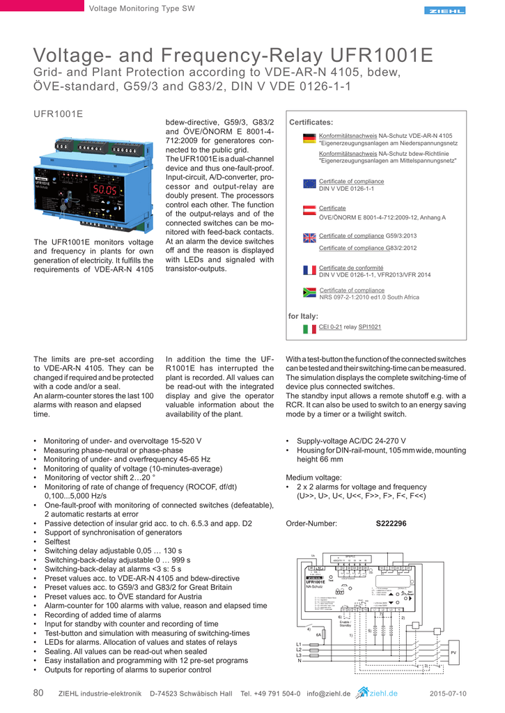 Voltage and FrequencyRelay UFR1001E Manualzz