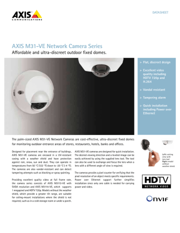 datasheet for AXIS M3114-VE Nocap by Axis Communications AB | Manualzz