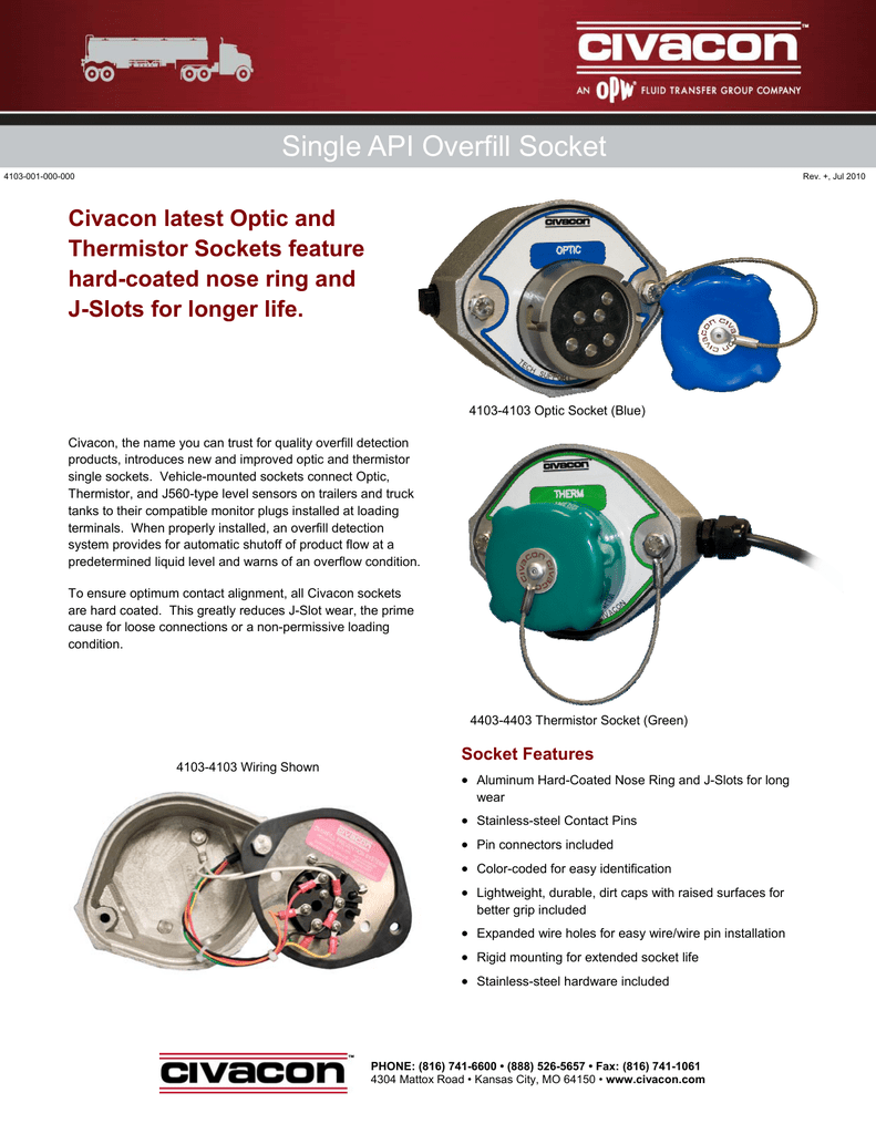 Single Api Overfill Socket Brochure Manualzz