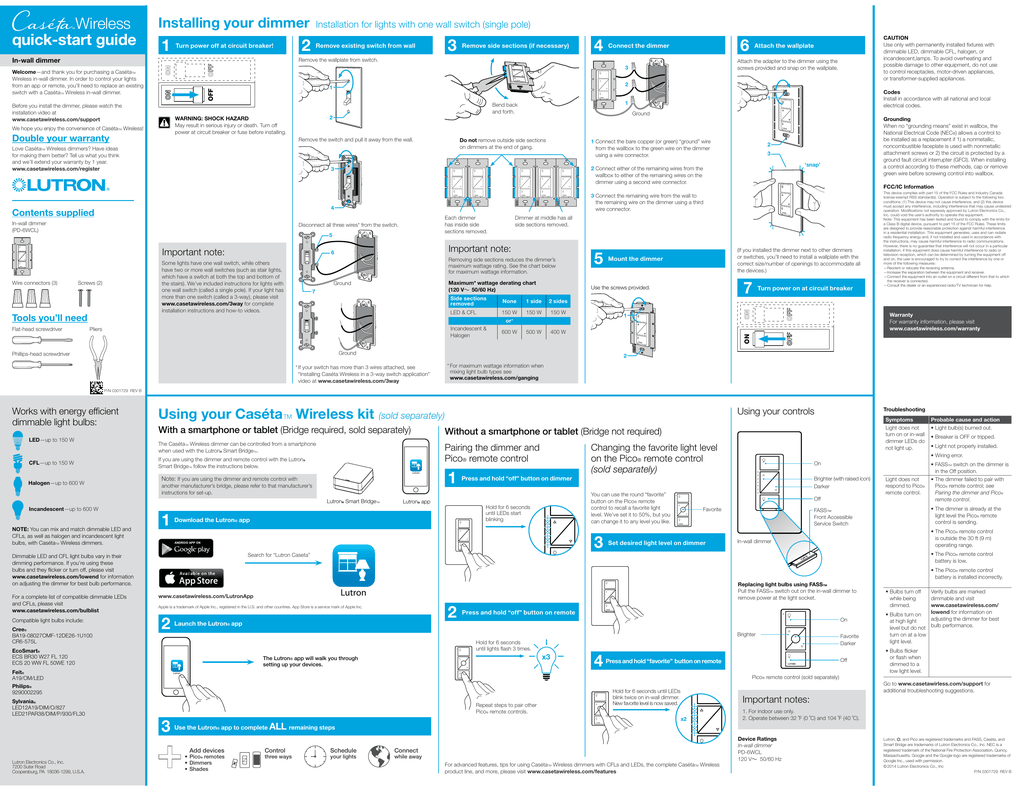 Lutron caseta dimmer installation