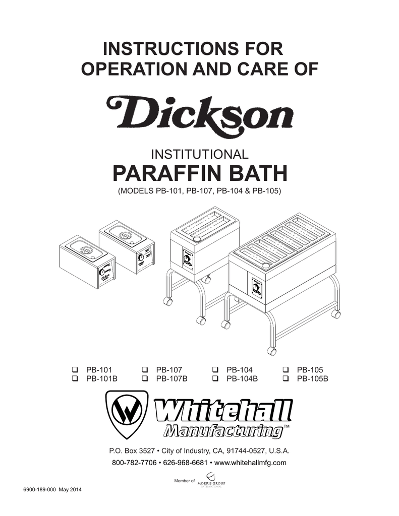 Manual Dickson Paraffin Baths Manualzz