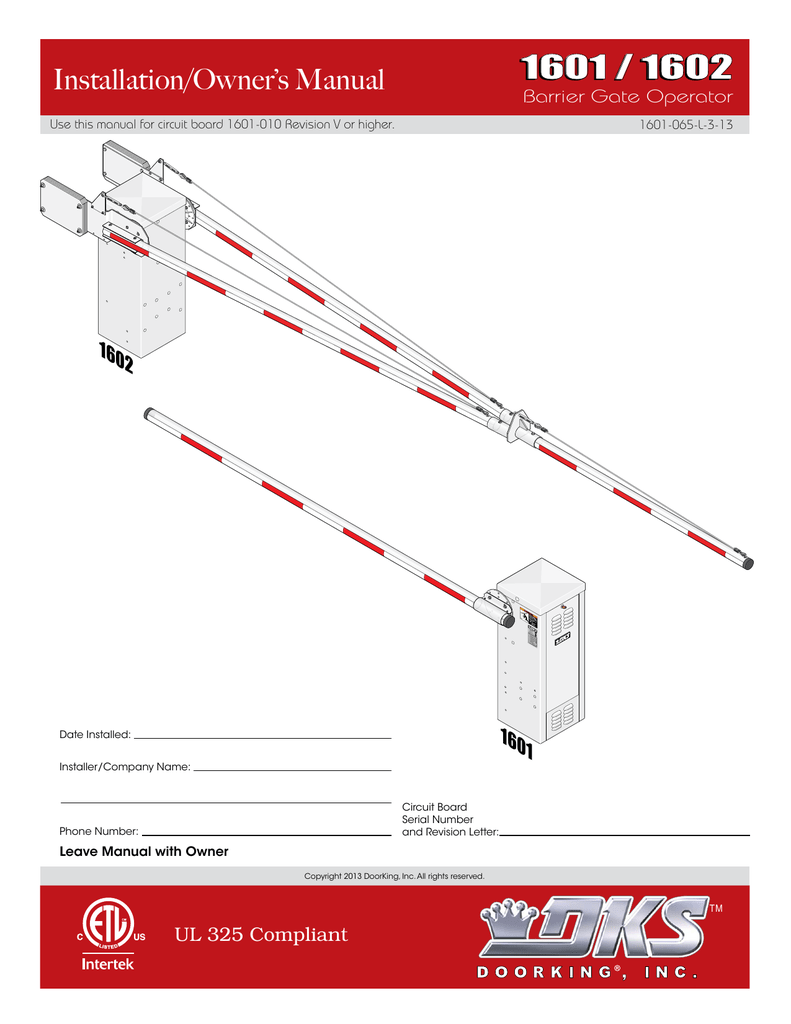 Doorking 1602 Manual | Manualzz