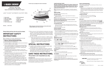 Black and Decker Appliances IR0110W Use And Care Book | Manualzz