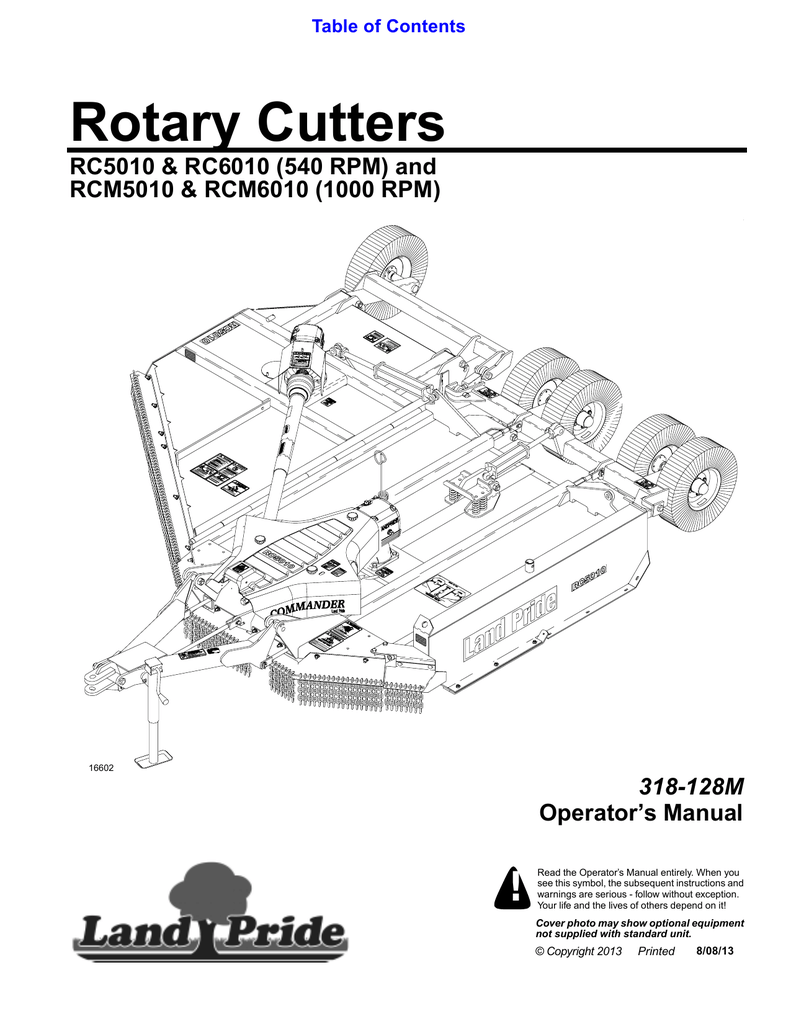 Land Pride RC6010 & RCM6010 Rotary Cutters Manual Manualzz