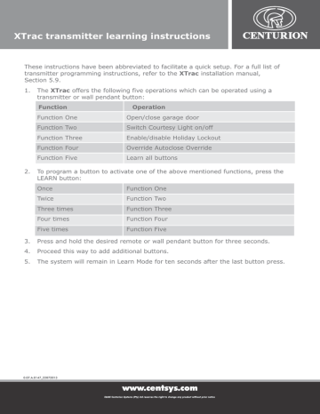 Xtrac Four Button Wall Switch And Remote Learning Procedure Manualzz Xtrac Four Button Wall Switch And Remote Learning Procedure Manualzz