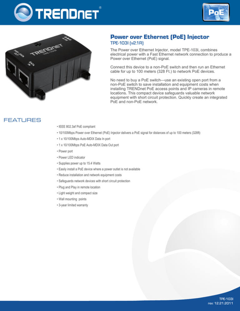 Trendnet Tpe 103i Rb Tpe 103i Datasheet Manualzz