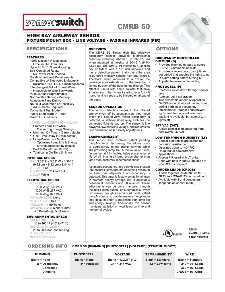 CMRB-50 Datasheet | Manualzz