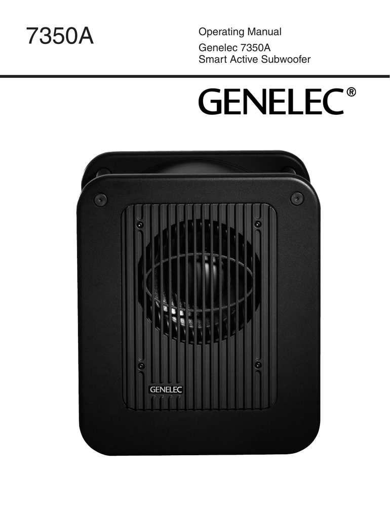 Genelec 7350A SAM Studio Subwoofer Operating Manual | Manualzz