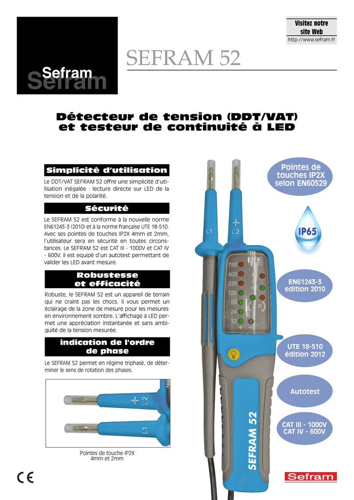 Testeur de tension VAT/DDT SEFRAM