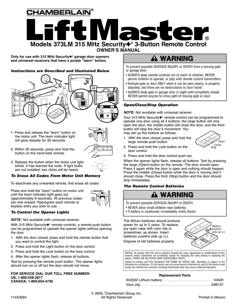 Program Liftmaster Garage Door Opener 373lm | Dandk Organizer