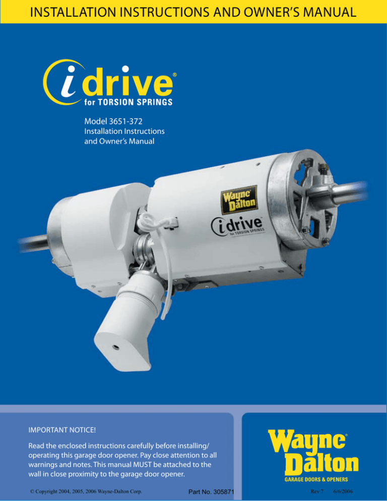 Wayne Dalton Idrive Torquemaster Manual