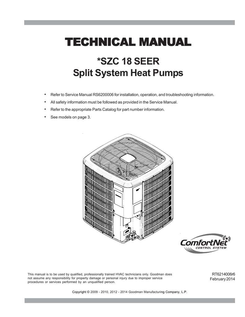 Technical Manu Al Technical Manual Szc 18 Seer Manualzz