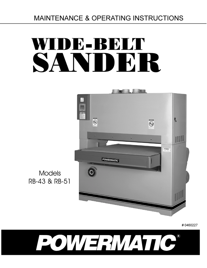 Wide Belt Sander Maintenance