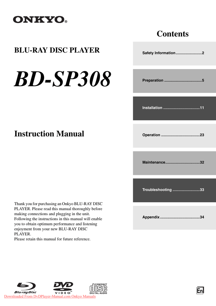 Onkyo BDSP308 User Guide Manual Operating Instruction Pdf Manualzz
