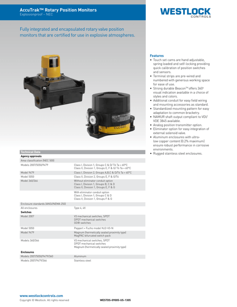 Accutrak Rotary Position Monitors Fully Integrated And Encapsulated Rotary Valve Position Manualzz