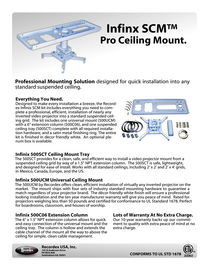 Infinx Scm Pro Ceiling Mount Professional Mounting