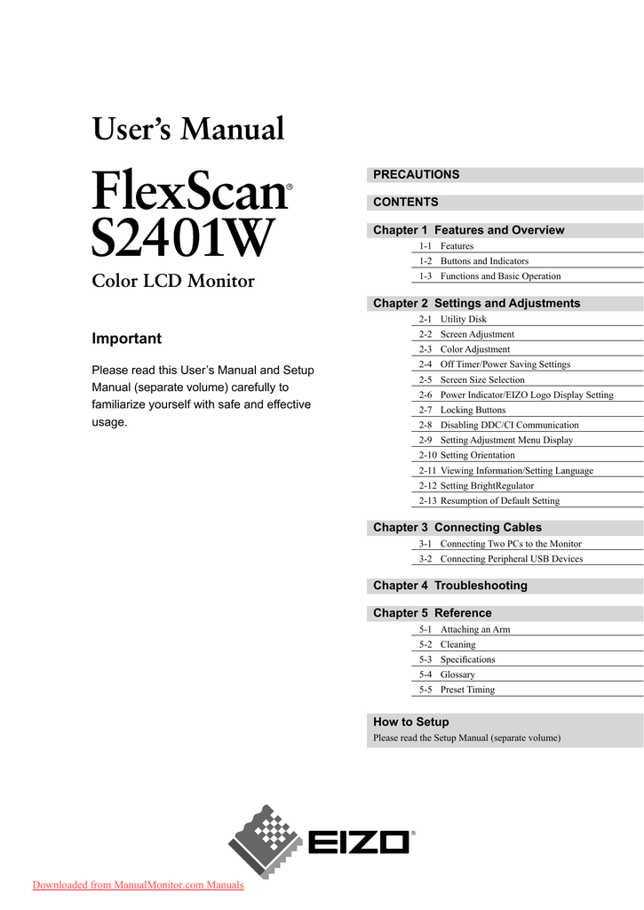 Eizo Flexscan S2401w User Guide Manual Pdf Manualzz