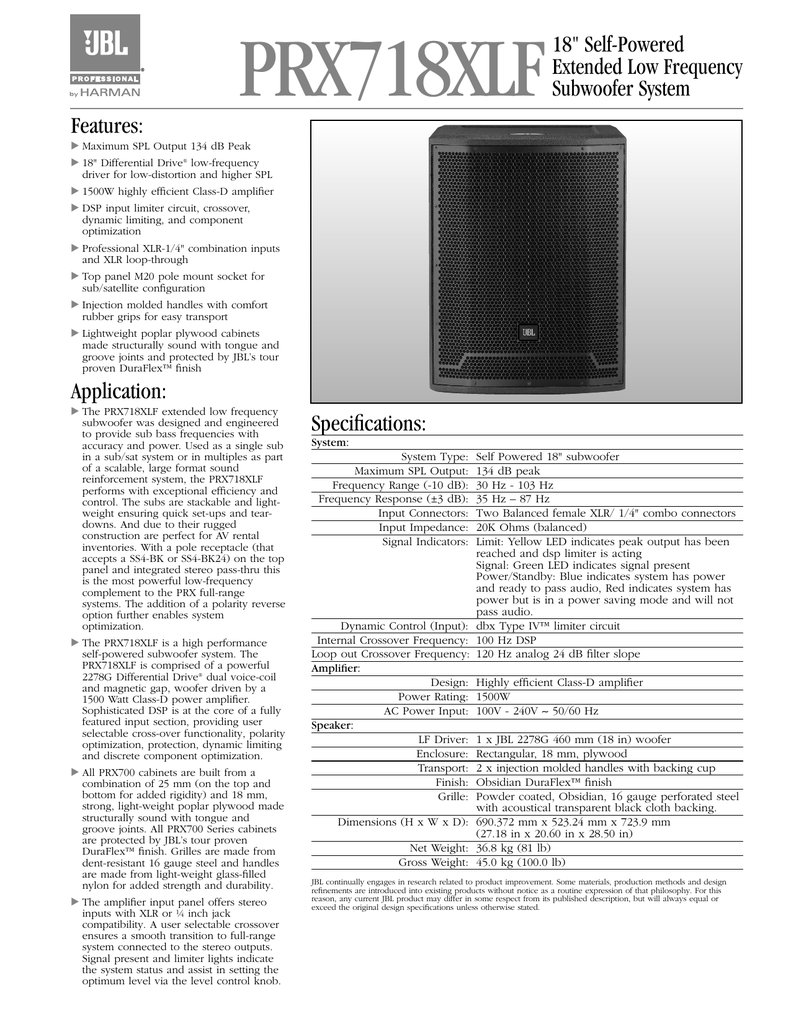 jbl prx715 specs