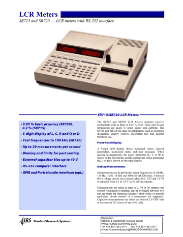 LCR Meter - SR715 and SR720