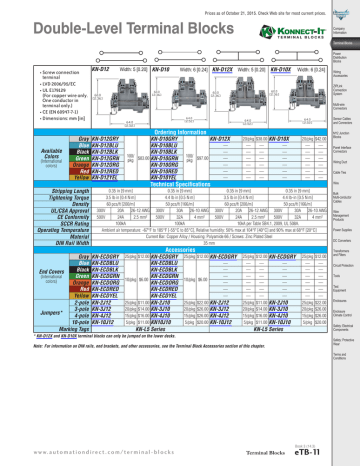 Konnect It Double Level Terminal Blocks Technical Specs Manualzz