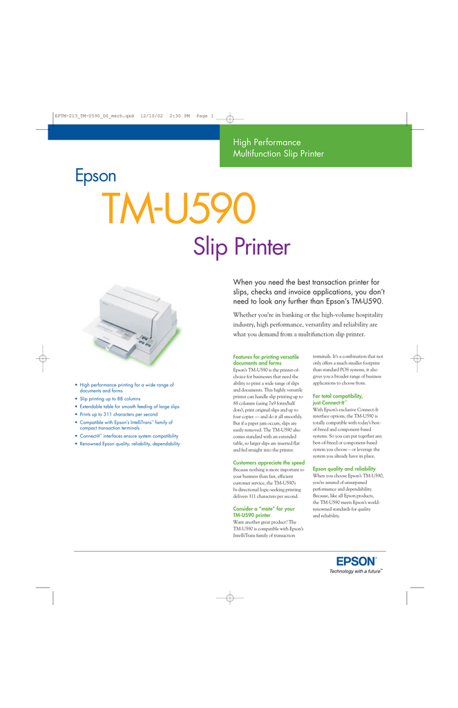 Epson TM-U590 Slip Printer 平面滑式票印 
