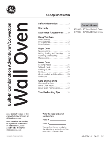 Cafe CT9800SHSS Wall Oven El manual del propietario | Manualzz