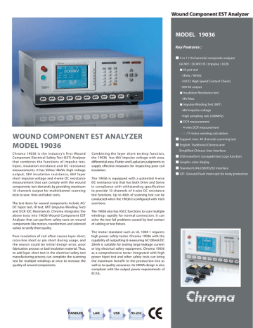 Wound Component EST Analyzer Model 19036 data sheet | Manualzz