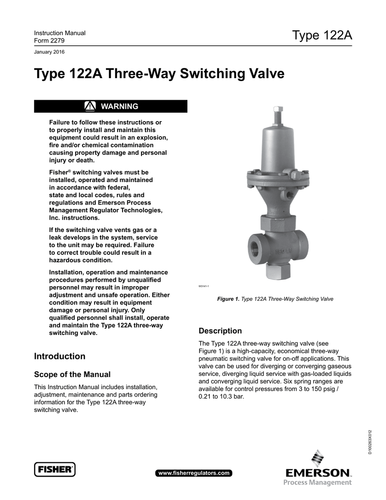 Type 122A Three Way Switching Valve Manualzz