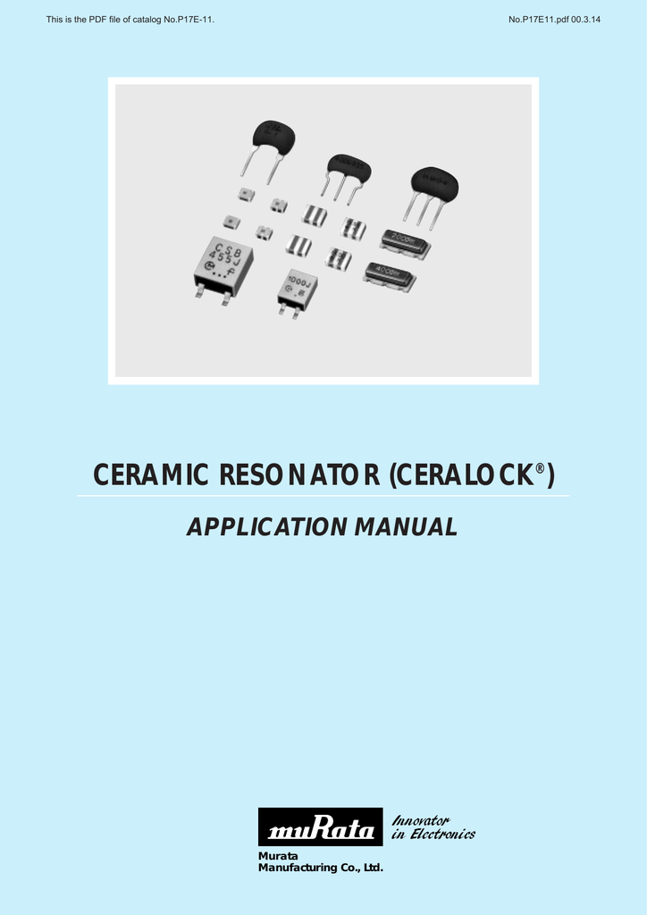 CERAMIC RESONATOR (CERALOCK ) APPLICATION MANUAL ® Manualzz