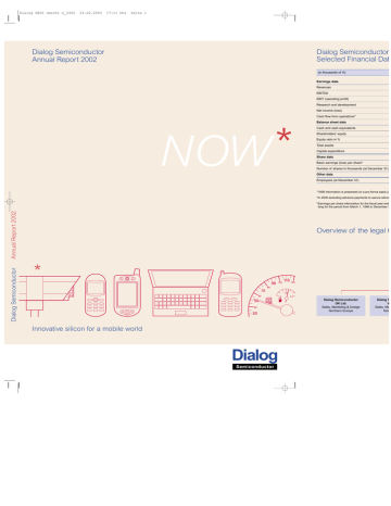 Dialog Semiconductor Selected Financial Dat Annual Report 2002 Manualzz