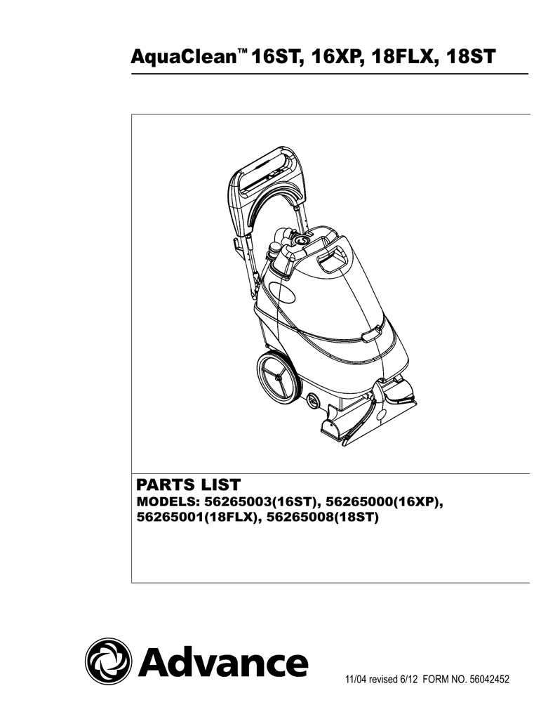 Advance Aquaclean ST Parts List Manualzz