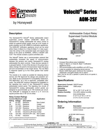 Gamewell FCI AOM 2SF | Manualzz