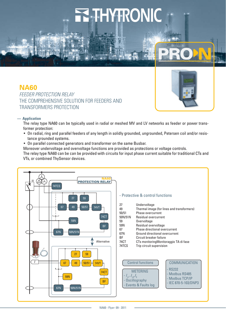 Na60 Feeder Protection Relay The Comprehensive Solution For