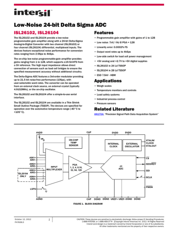 Low Noise 24 Bit Delta Sigma Adc Isl26102 Isl26104 Features Manualzz
