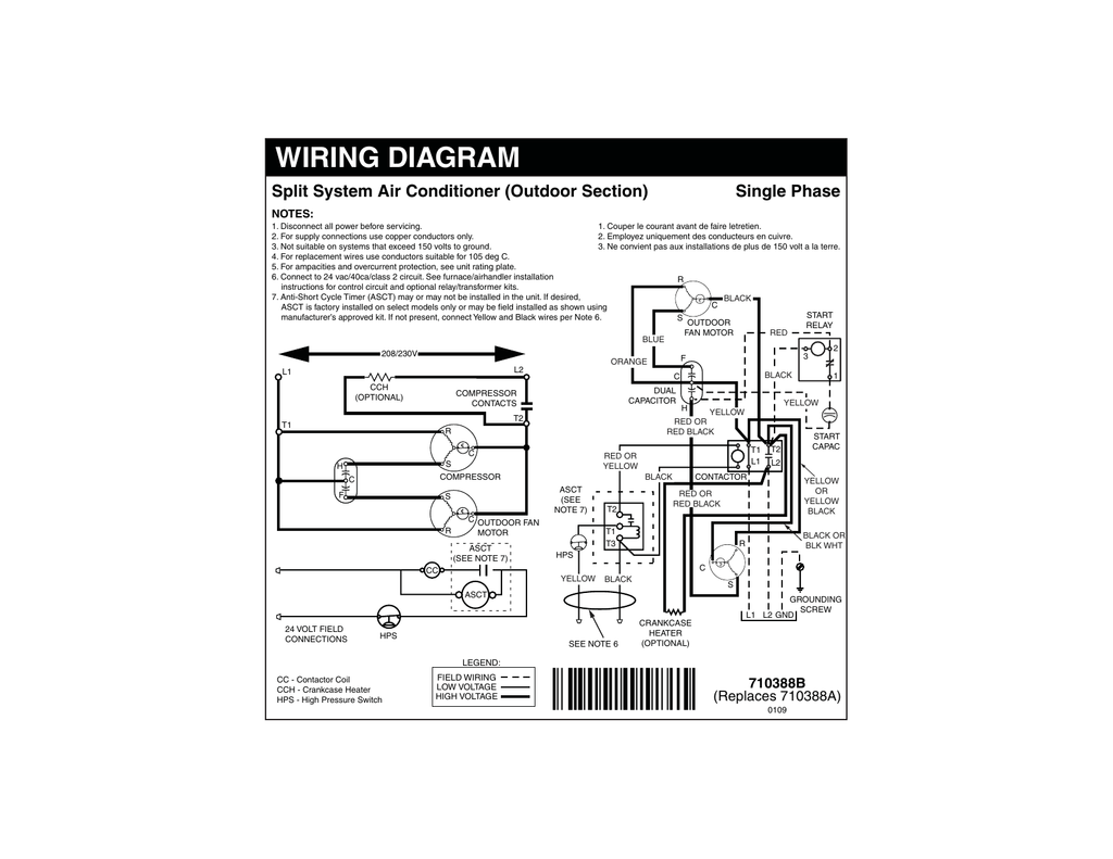 Wiring Diagram Single Phase Split System Air Conditioner