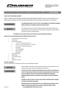 Kuryakyn 9892 Crusher® Maverick Air Cleaner Installation Instructions