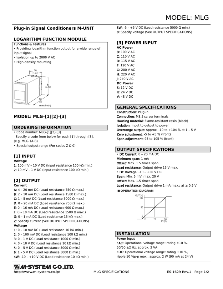 Model Mlg Plug In Signal Conditioners M Unit Logarithm Function Module 3 Power Input Manualzz