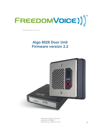 Algo 8028 Door Unit Firmware version 2.2 1 | Manualzz
