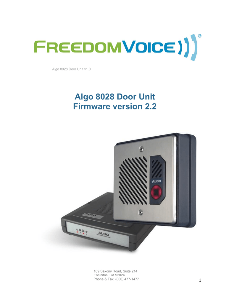 Algo 8028 Door Unit Firmware version 2.2 1 | Manualzz