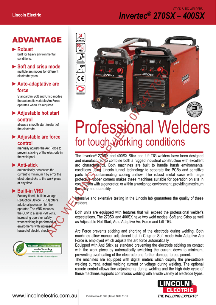 Invertec 270SX 400SX | Manualzz