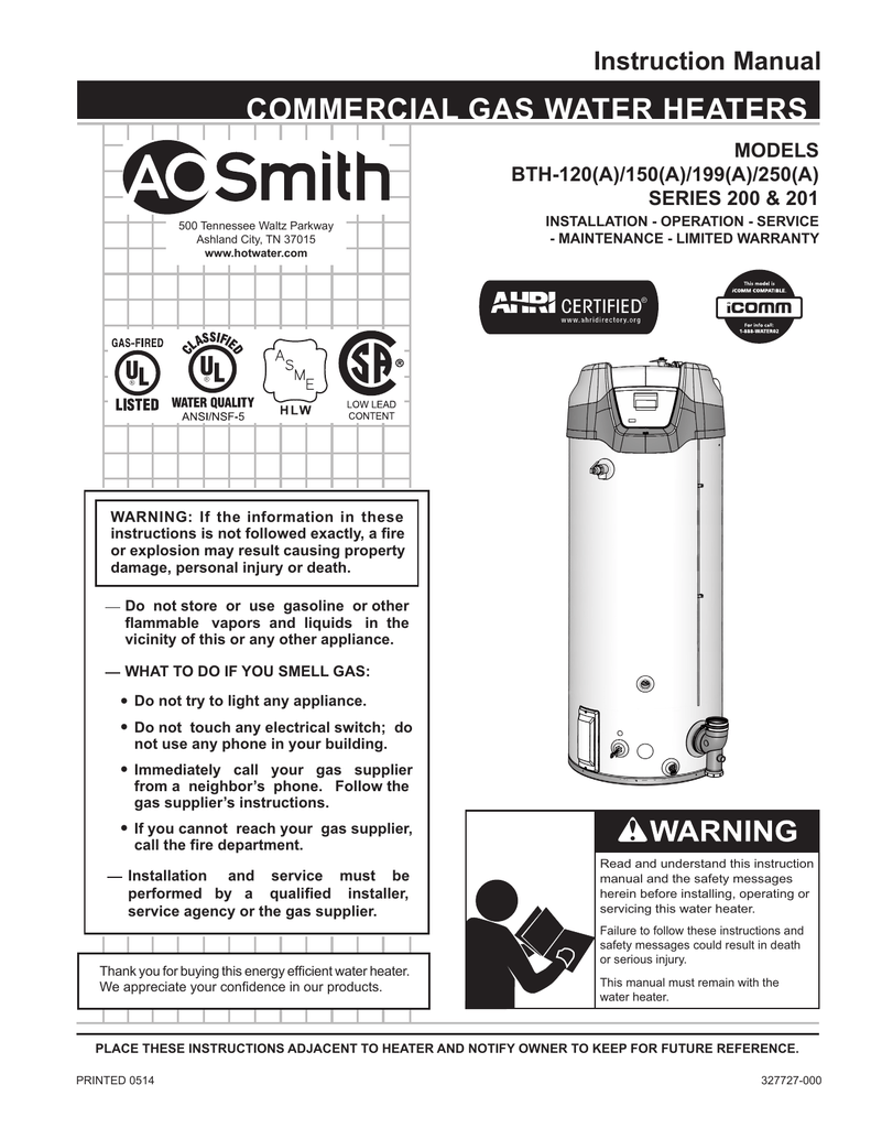 Commercial Water Heater Training Manual Manualzz