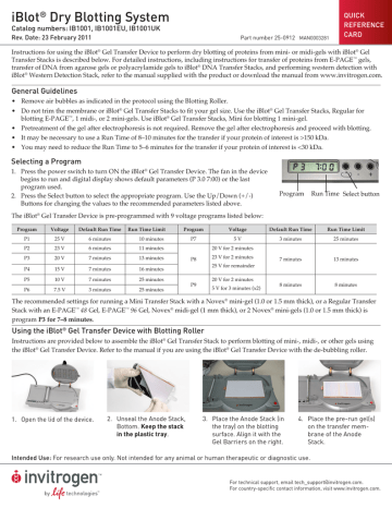 Life technologies | Invitrogen iBlot | User manual | iBlot dry