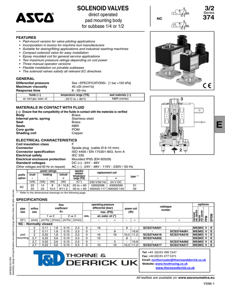 Asco Solenoid Valve Installation Manual